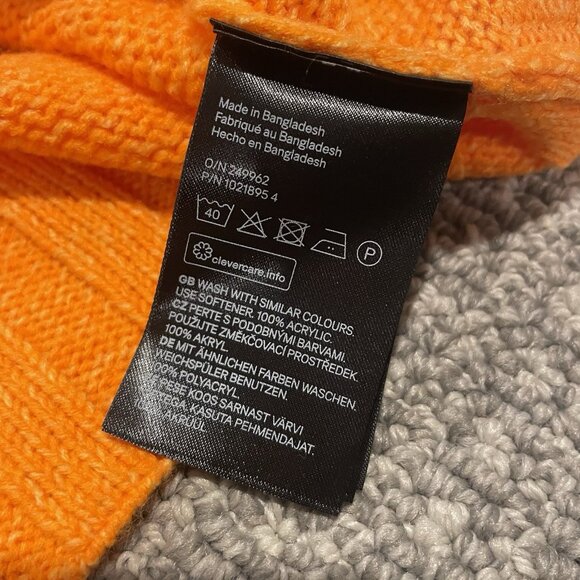H&M Sweater Womens XL Cropped Turtle Neck Neon Orange Knit Ribbed Long Sleeve - Picture 4 of 7